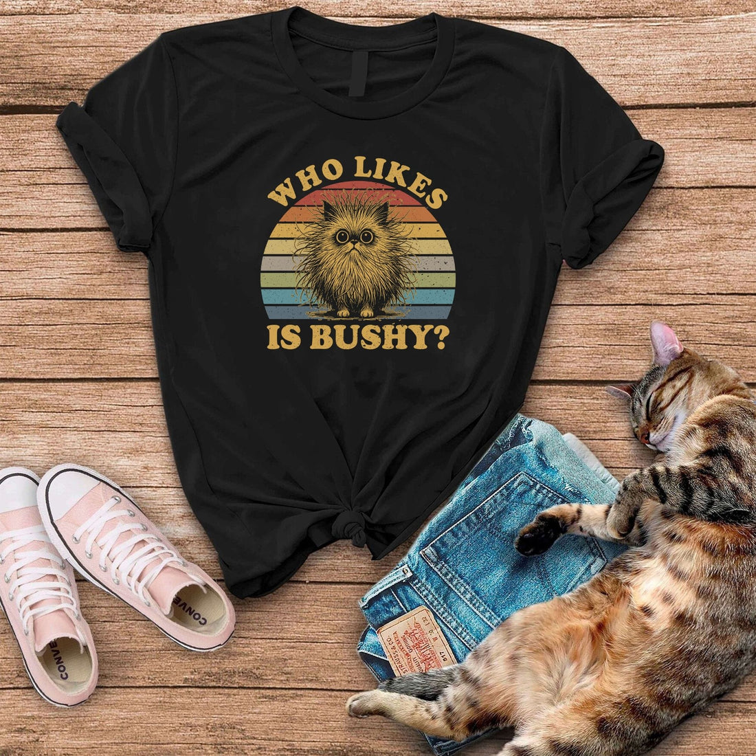 Who Likes It Bushy Cat T-Shirt