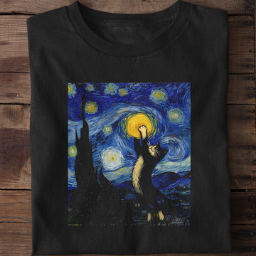 Black Cats Starry Night  T-Shirt