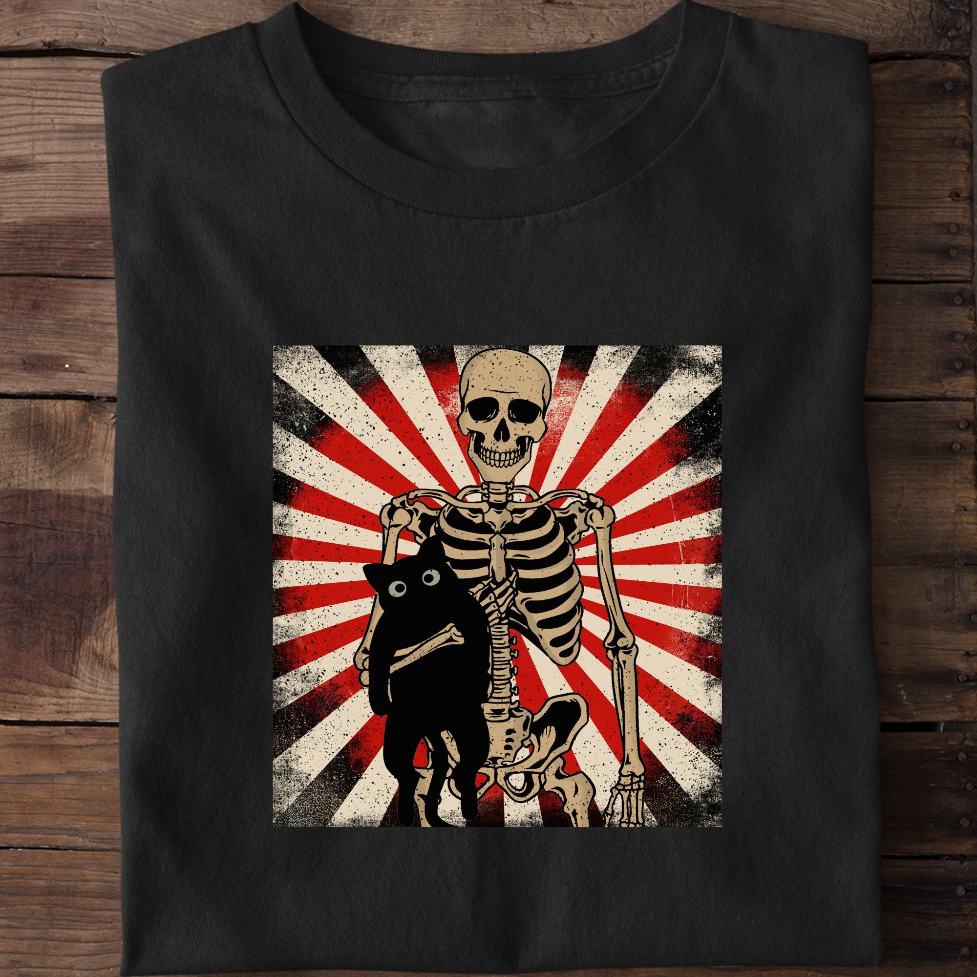 Cat Skeleton Funny Halloween Cat T-Shirt