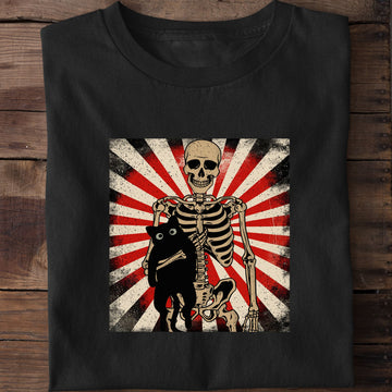 Cat Skeleton Funny Halloween Cat T-Shirt