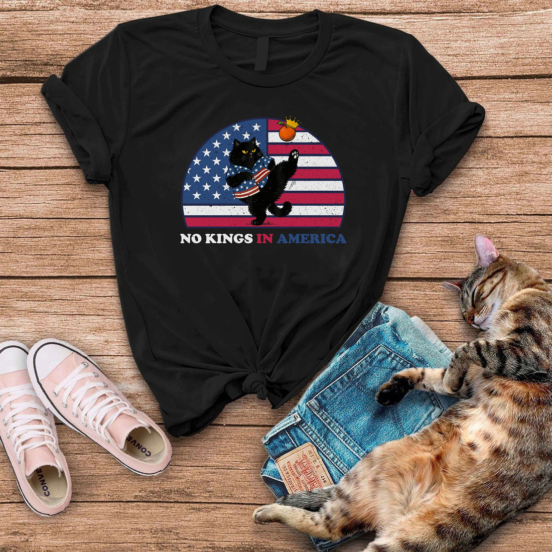 No Kings In America Cat T-Shirt