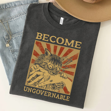 Become Ungovernable Funny Cat Unisex Premium Bella Canvas 3001 T-Shirt