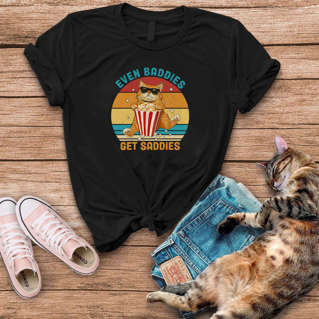 Even Badies Get Sadies Funny Cat T-Shirt