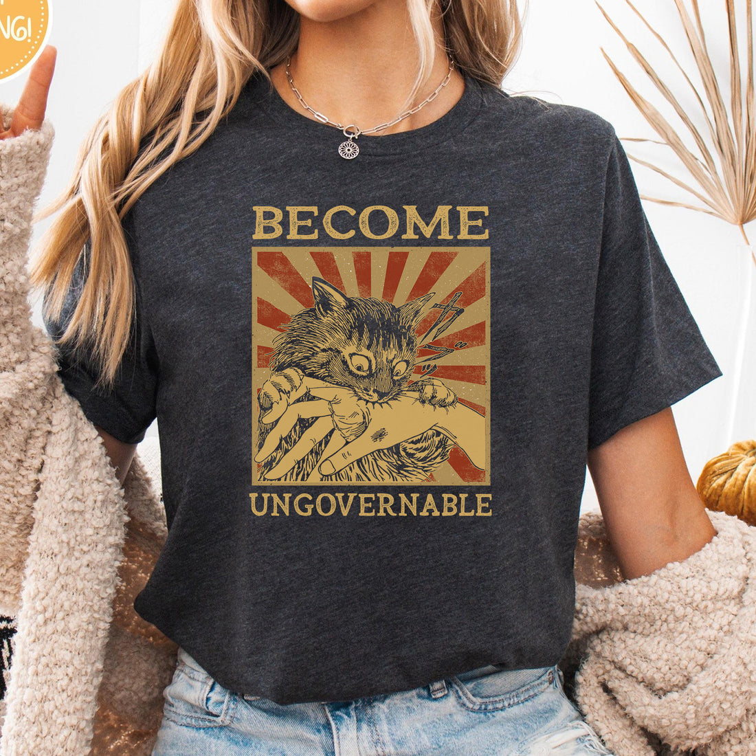 Become Ungovernable Funny Cat Unisex Premium Bella Canvas 3001 T-Shirt