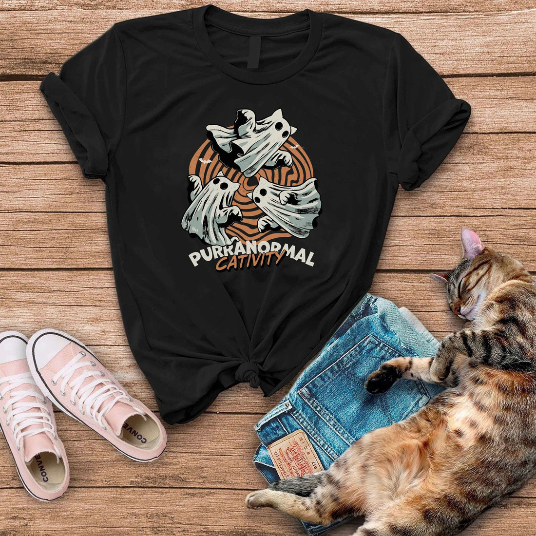 Funny Purranormal Cativity Halloween Cat Ghost T-Shirt