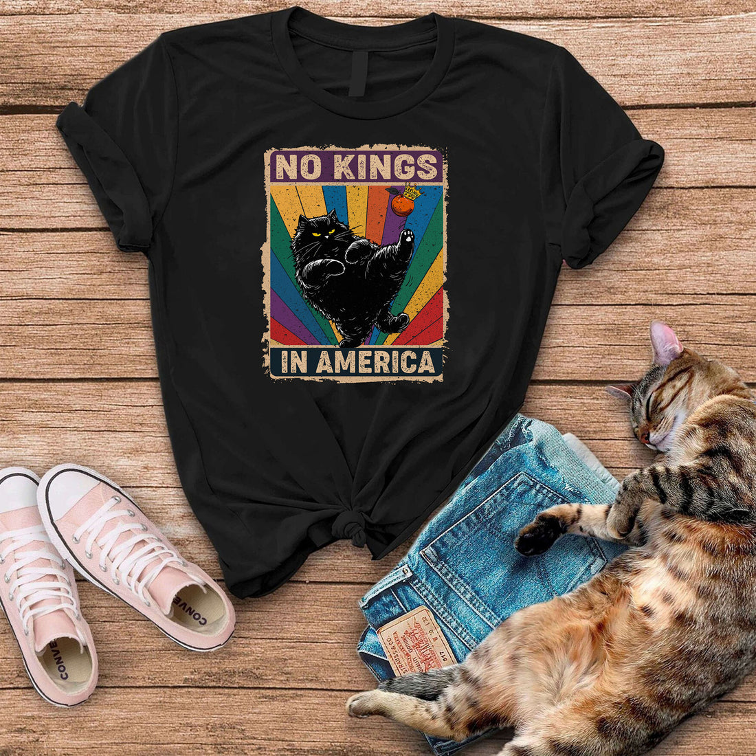 No Kings In America Cat T-Shirt