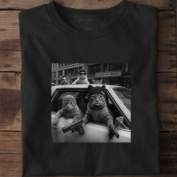 Funny Gangster Cats Men Women Lover Cat Street T-Shirt