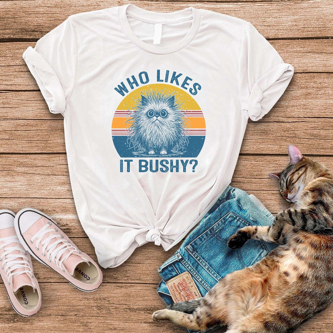 Who Likes It Bushy Cat T-Shirt
